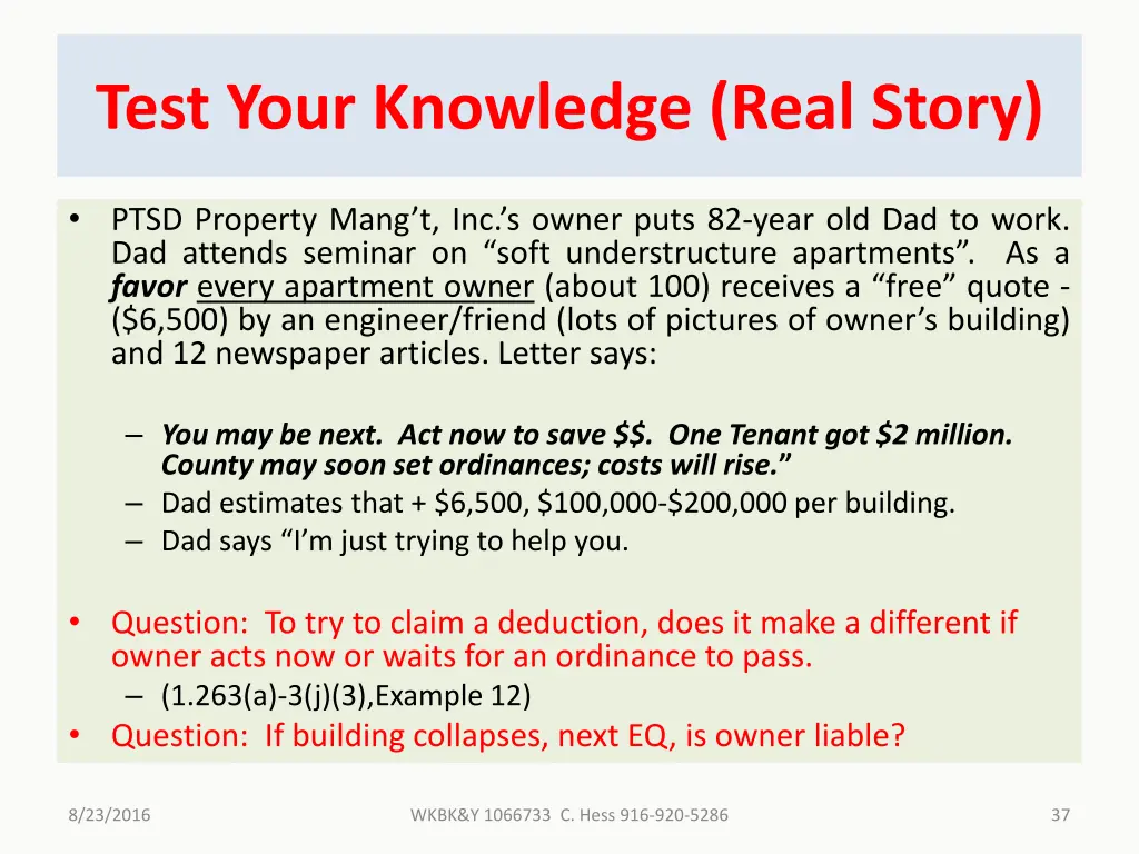 test your knowledge real story