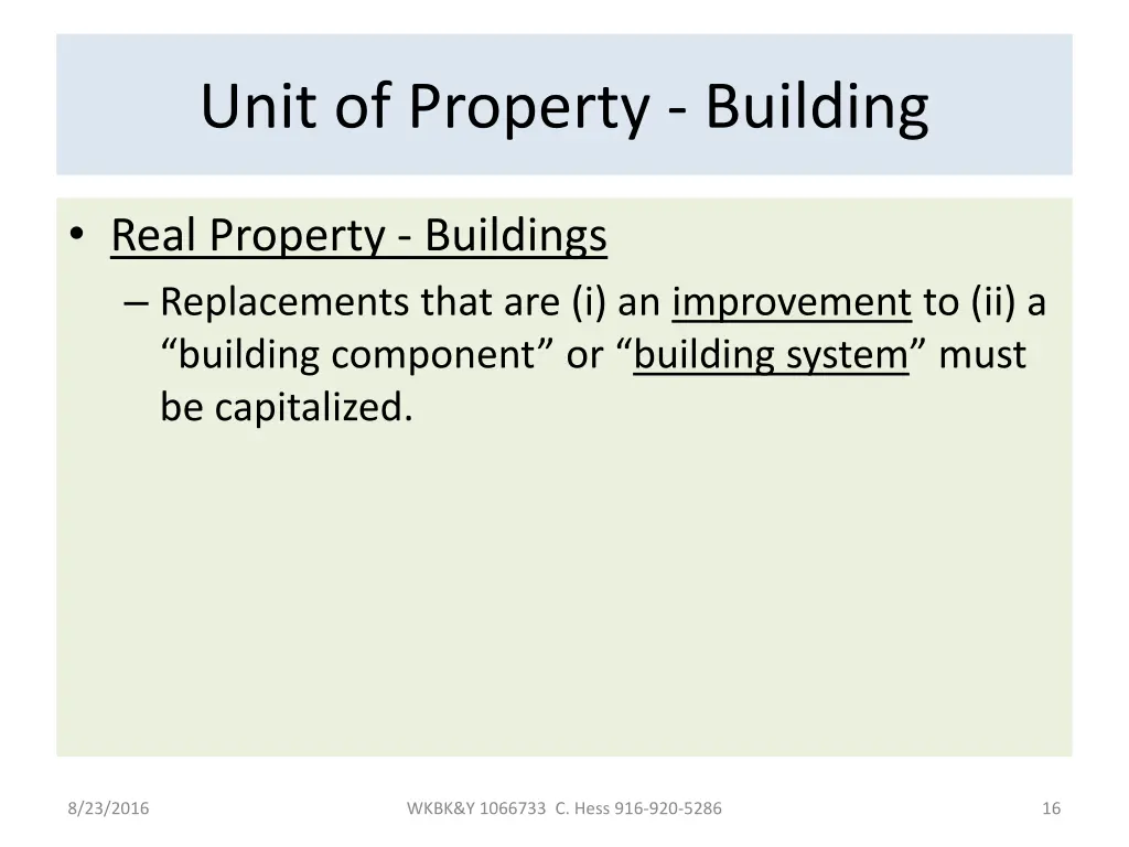 unit of property building