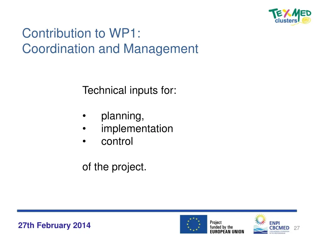 contribution to wp1 coordination and management