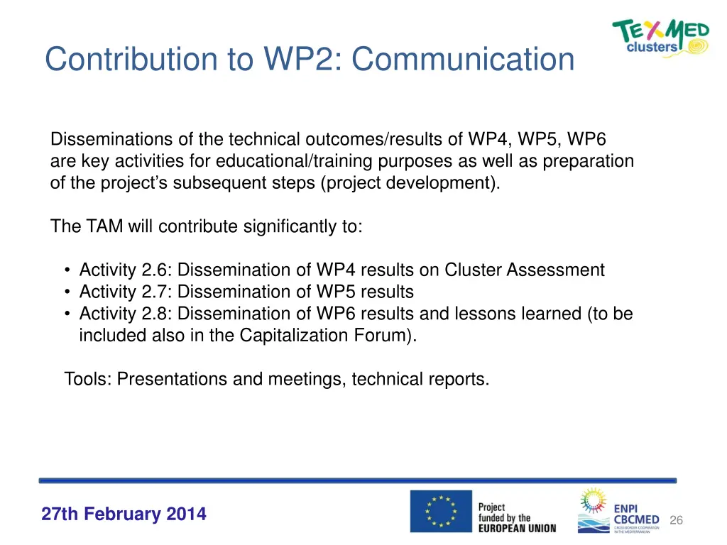 contribution to wp2 communication