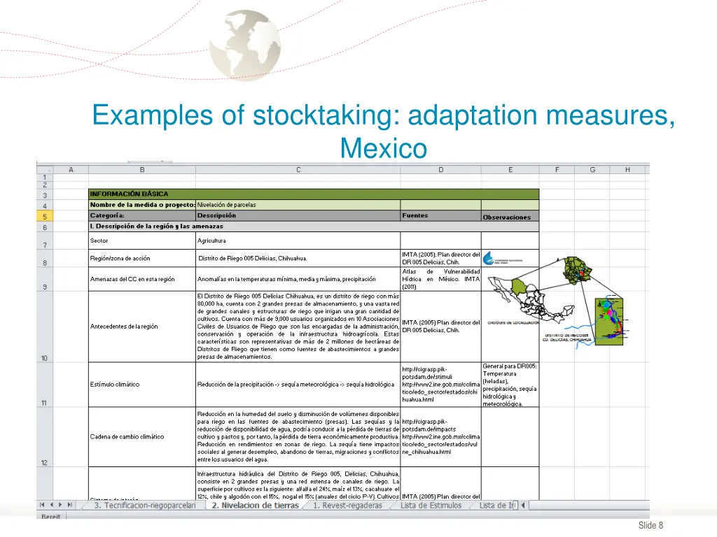 examples of stocktaking adaptation measures mexico