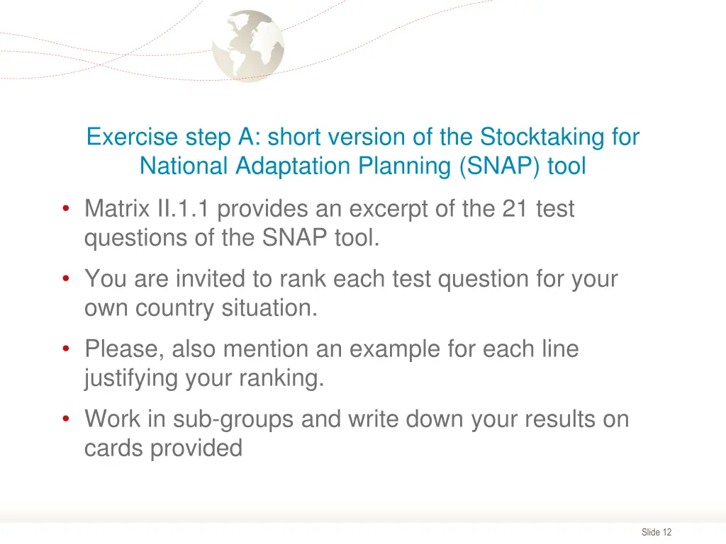 exercise step a short version of the stocktaking