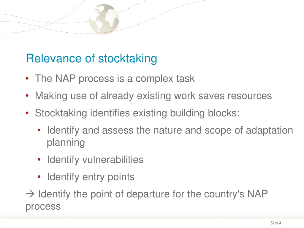 relevance of stocktaking