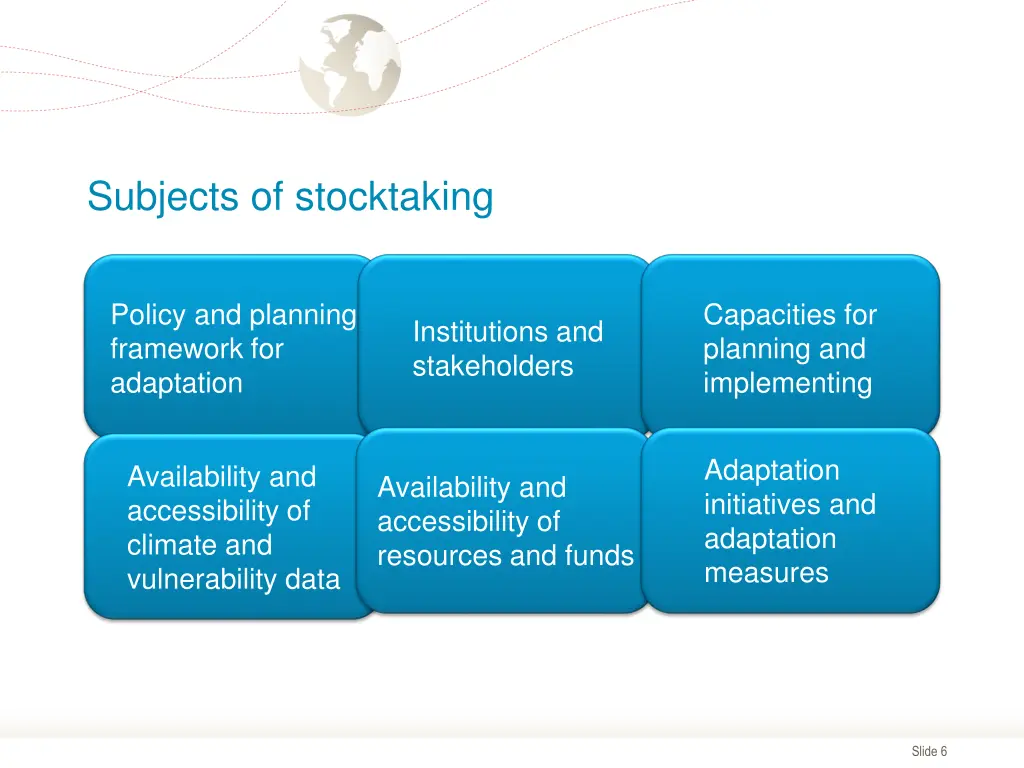 subjects of stocktaking