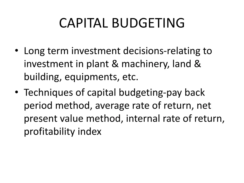 capital budgeting