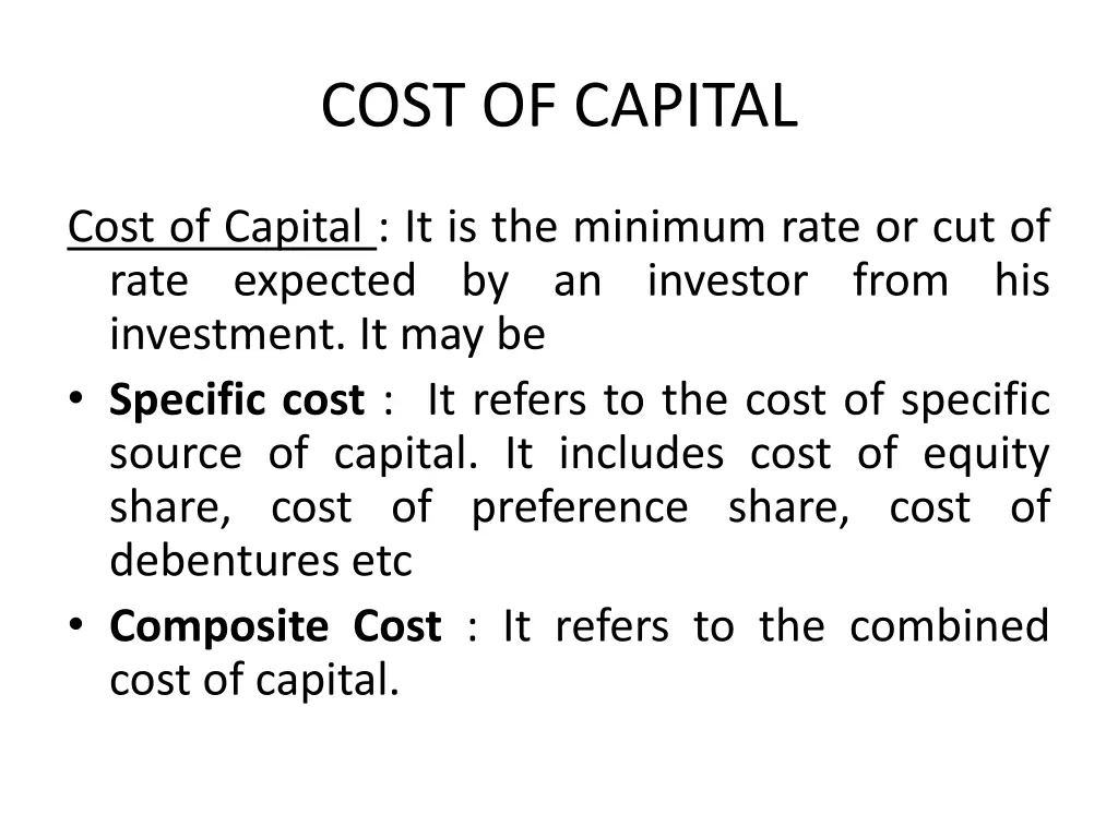 cost of capital