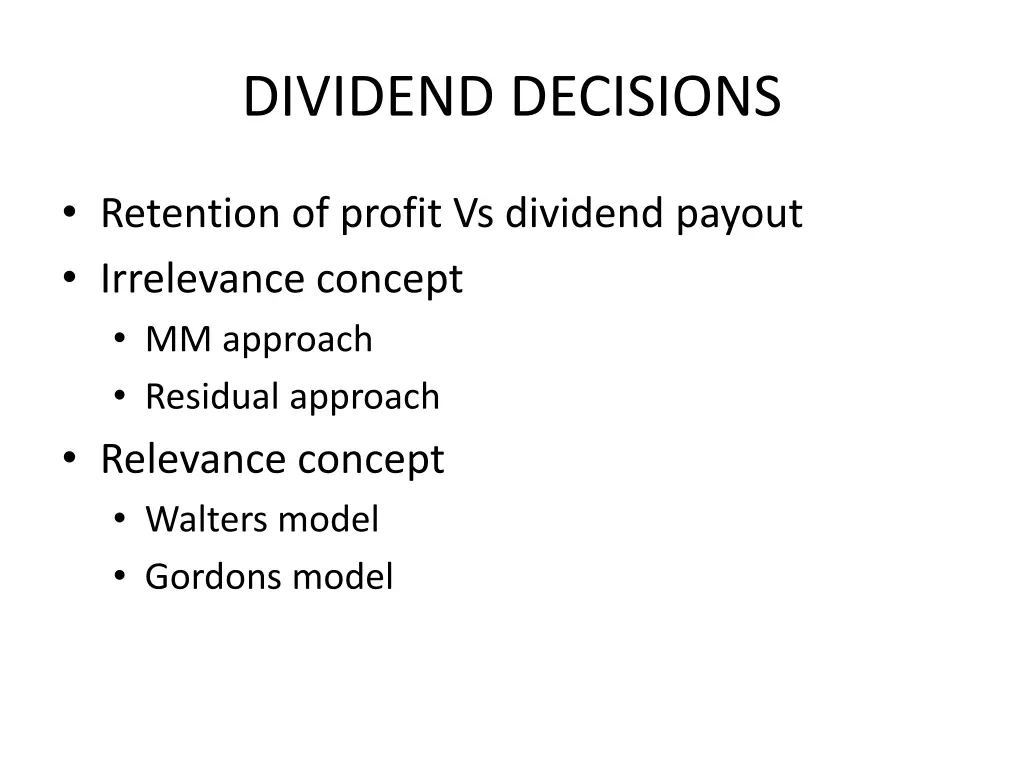 dividend decisions