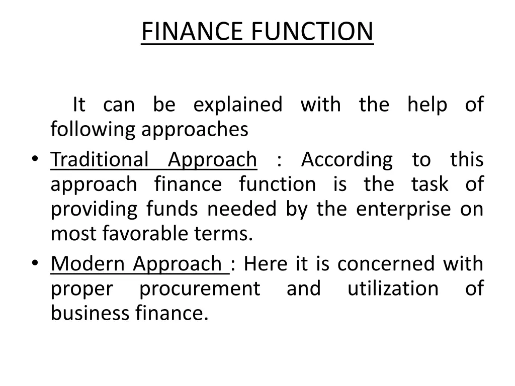 finance function