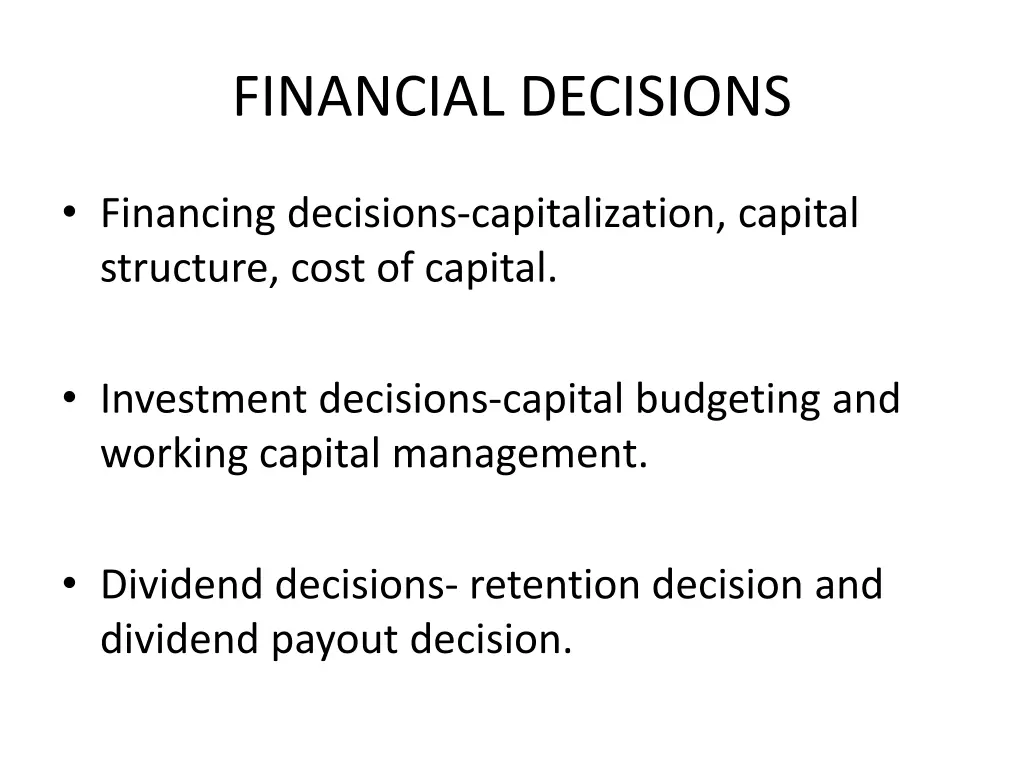 financial decisions