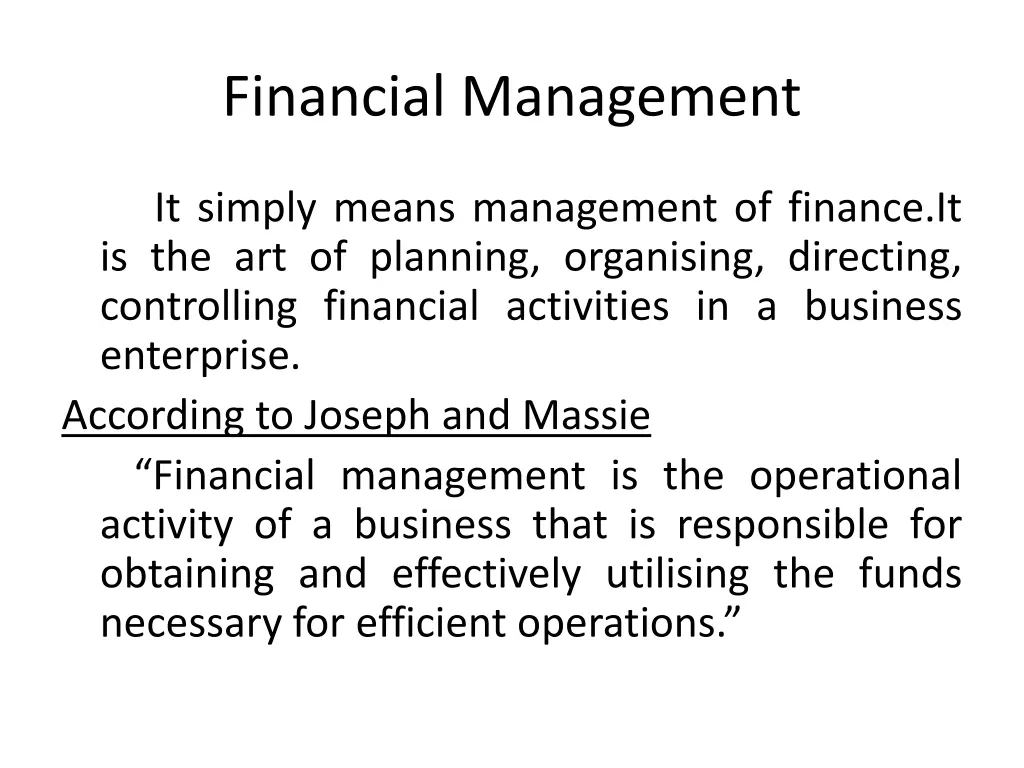 financial management