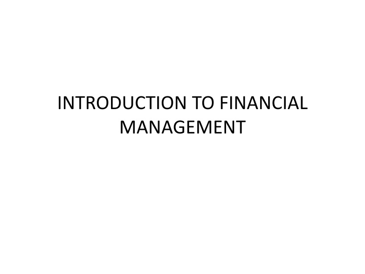 introduction to financial management