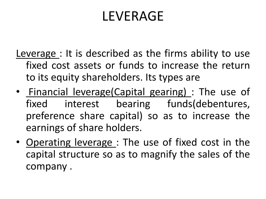 leverage