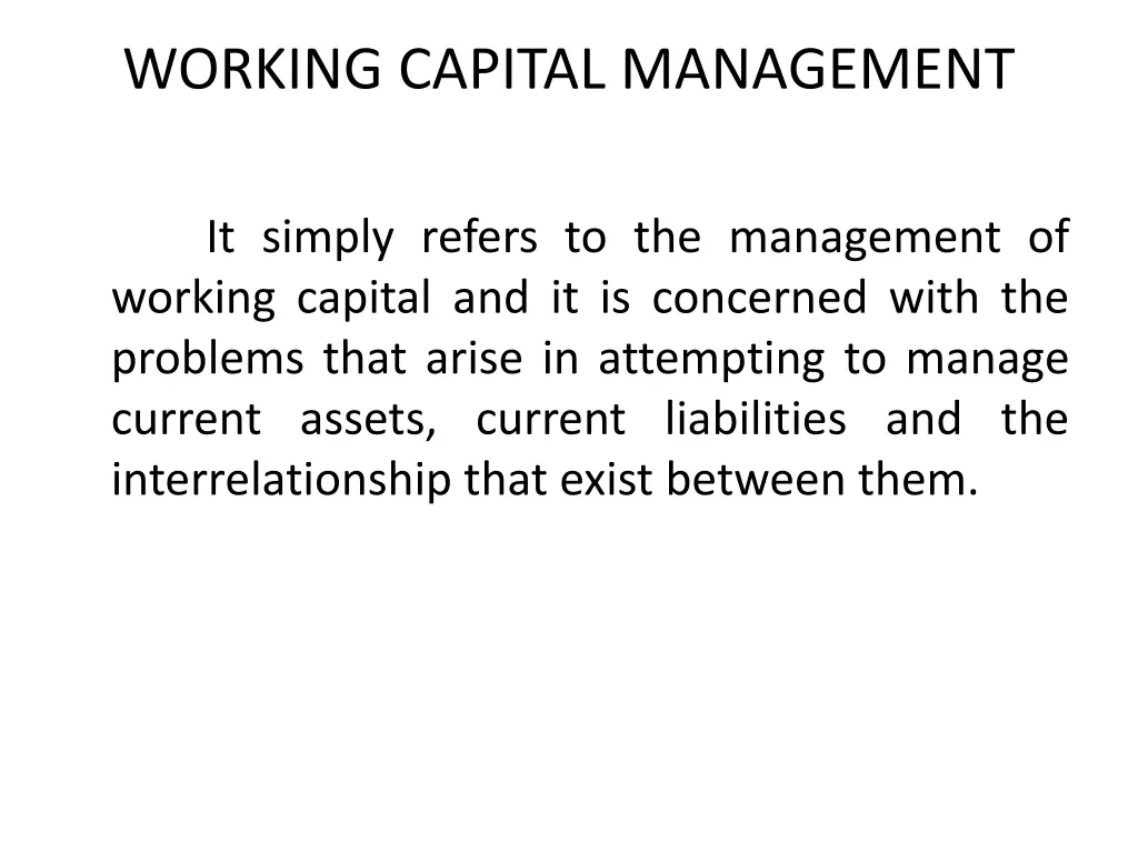 working capital management