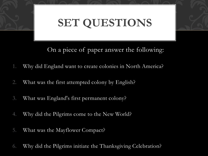 set questions