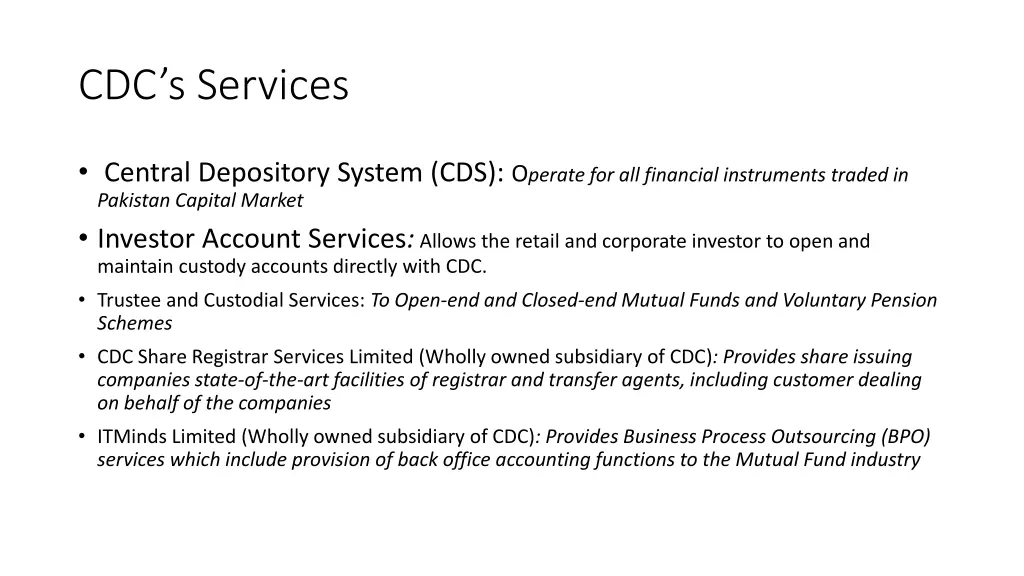 cdc s services