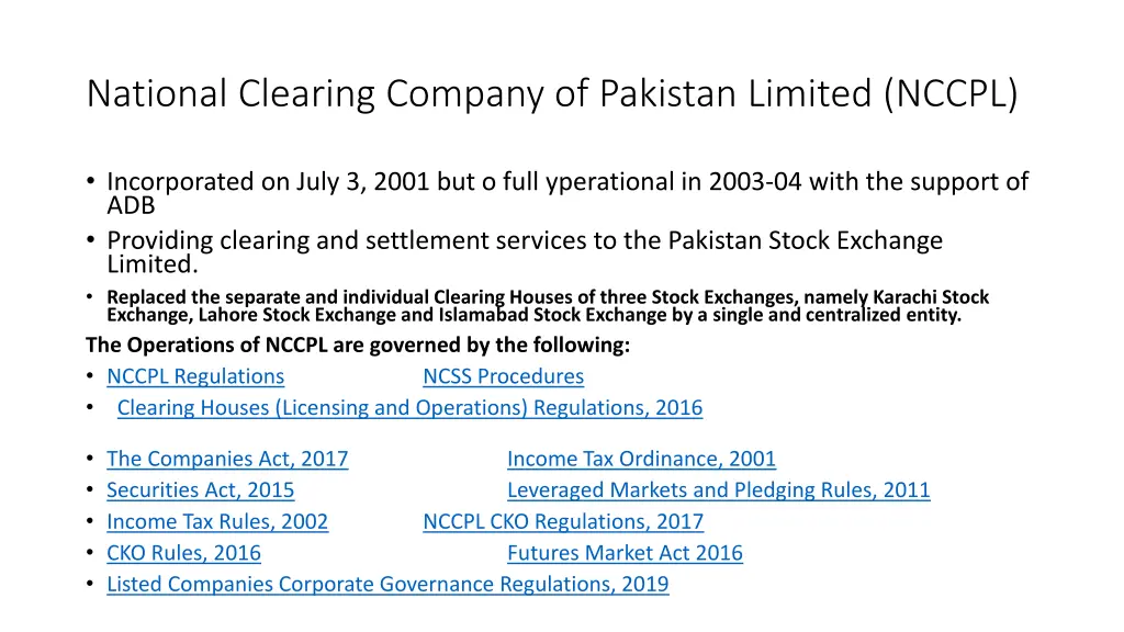 national clearing company of pakistan limited