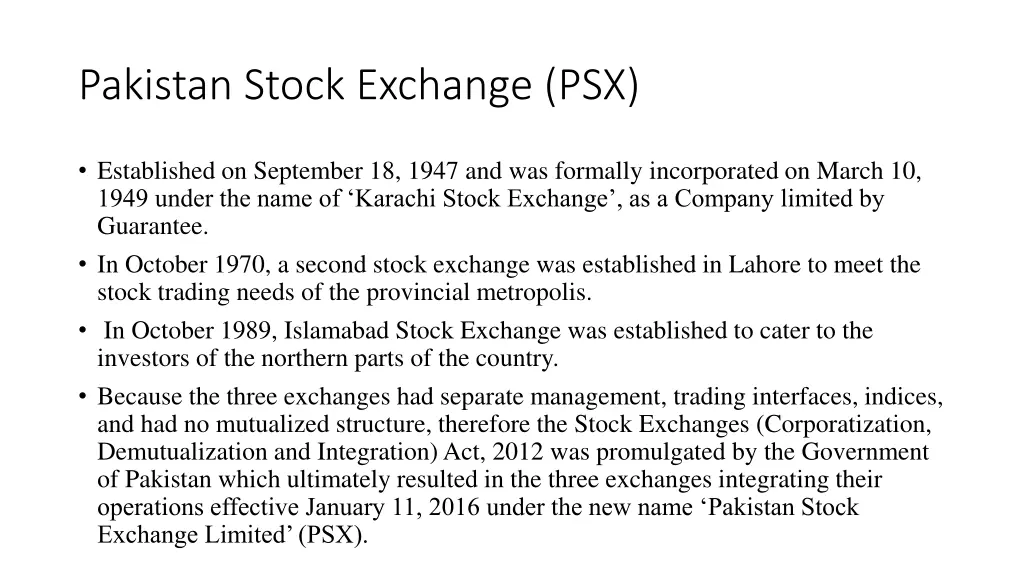 pakistan stock exchange psx