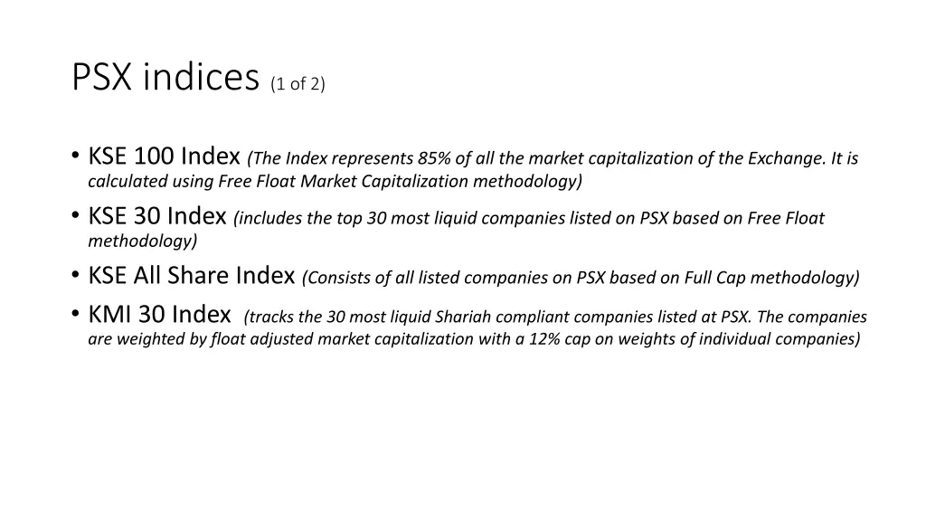 psx indices 1 of 2