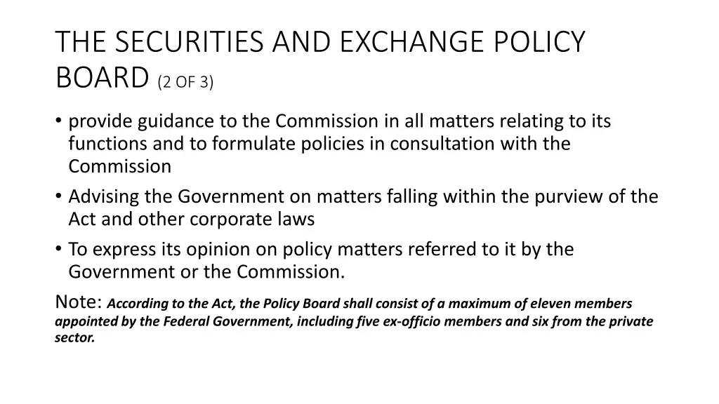 the securities and exchange policy board 2 of 3