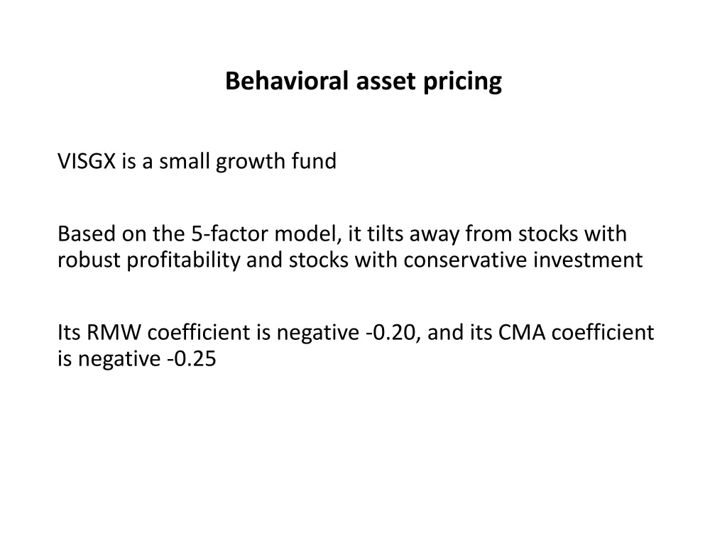 behavioral asset pricing 19