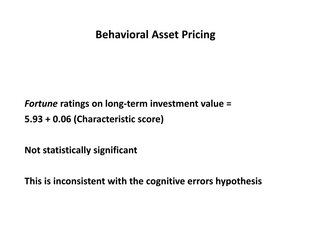 behavioral asset pricing 27