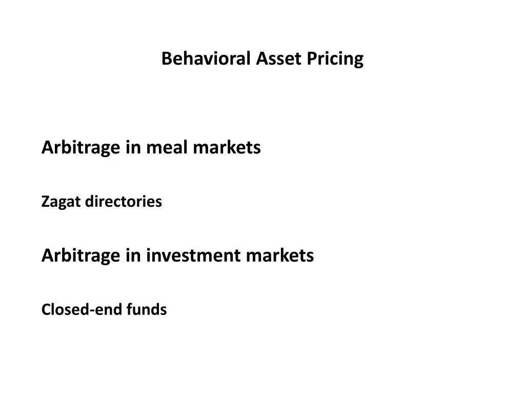 behavioral asset pricing 4