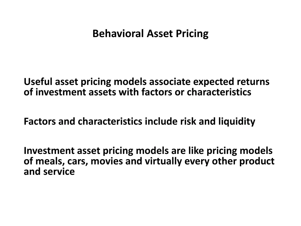 behavioral asset pricing