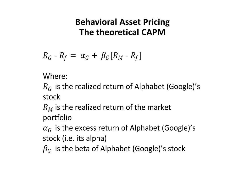 behavioral asset pricing the theoretical capm