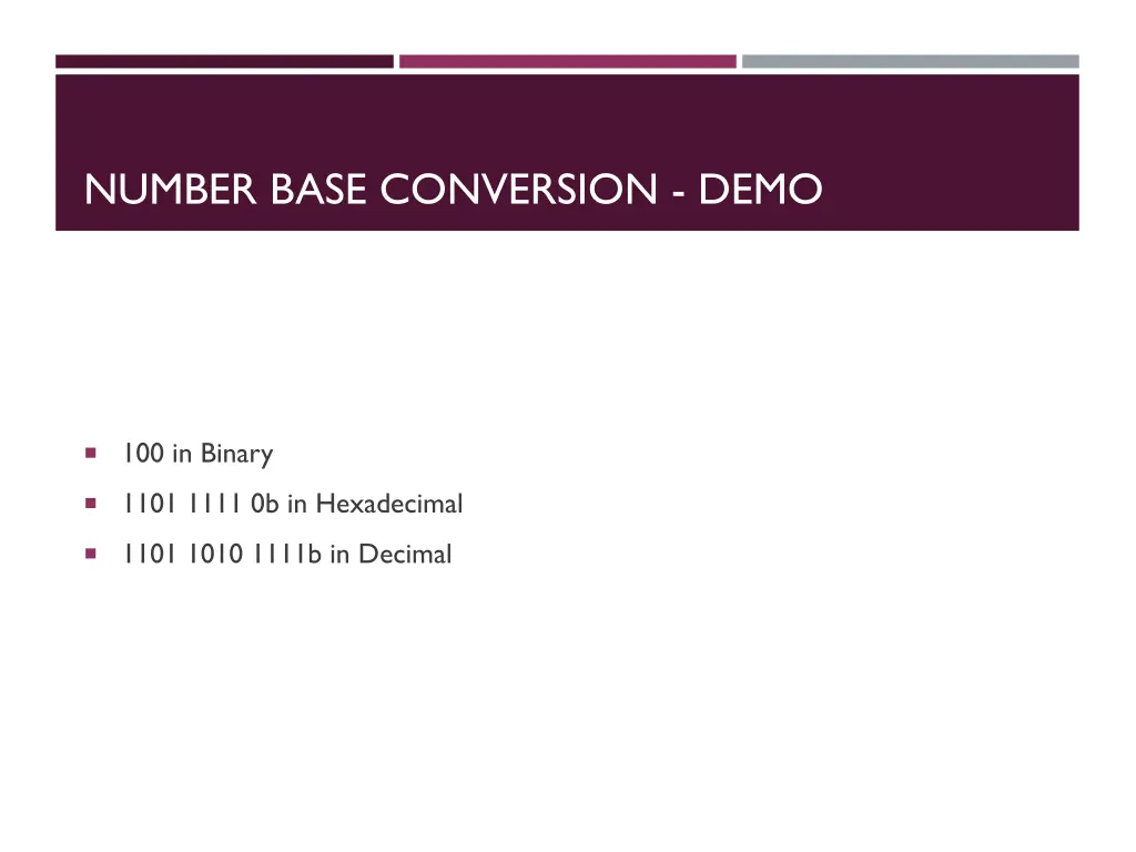 number base conversion demo