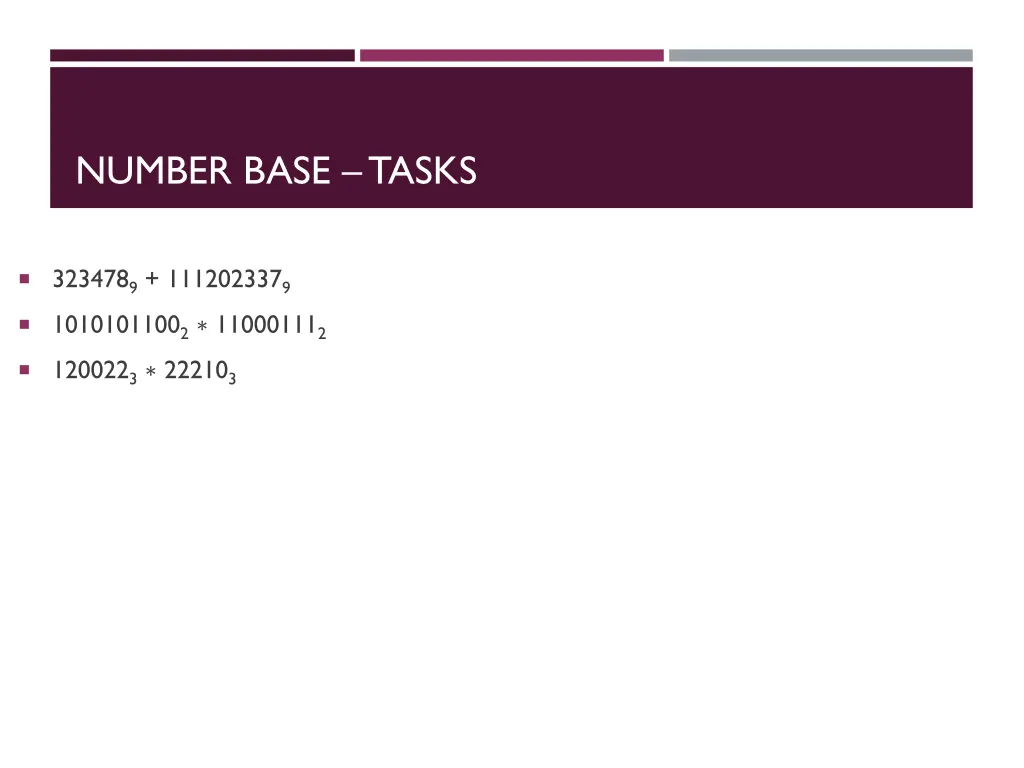 number base tasks