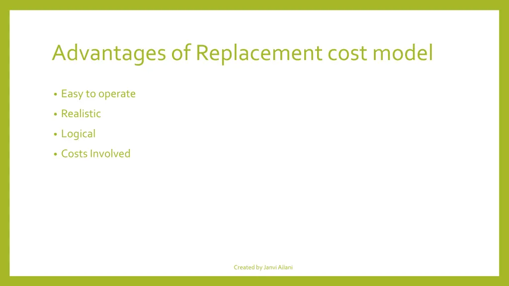 advantages of replacement cost model