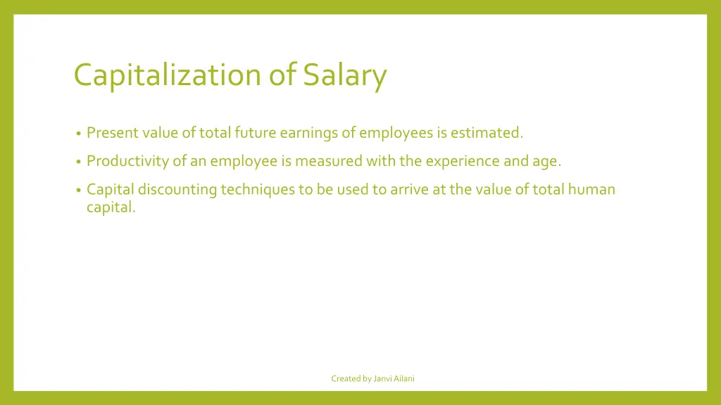 capitalization of salary