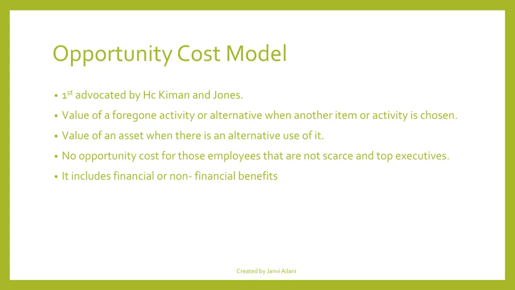 opportunity cost model