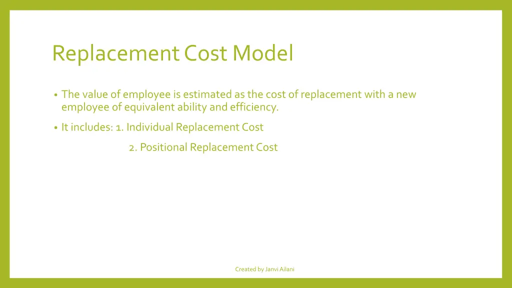 replacement cost model