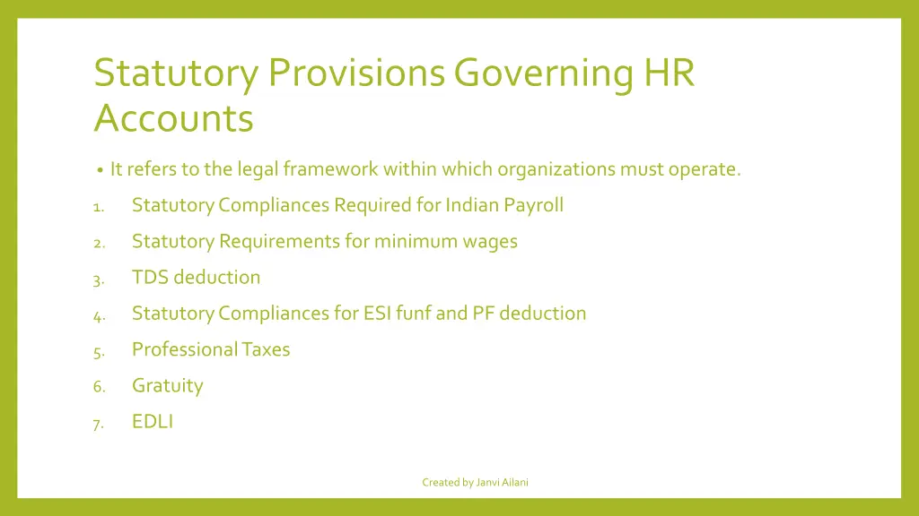 statutory provisions governing hr accounts