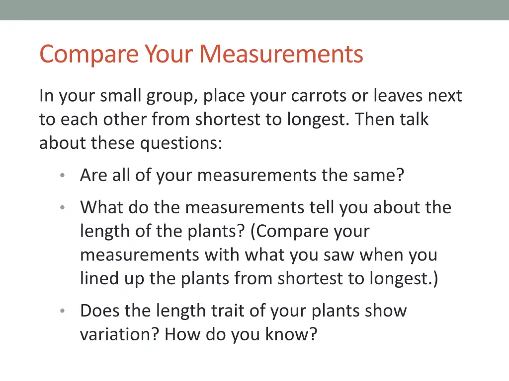 compare your measurements