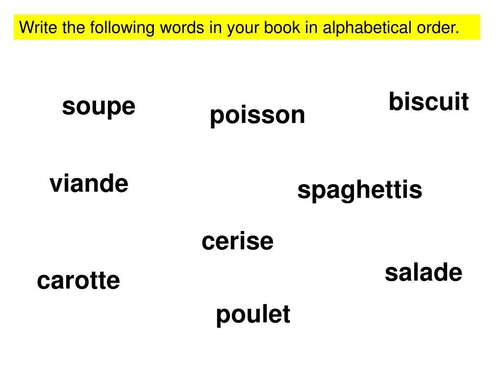 write the following words in your book