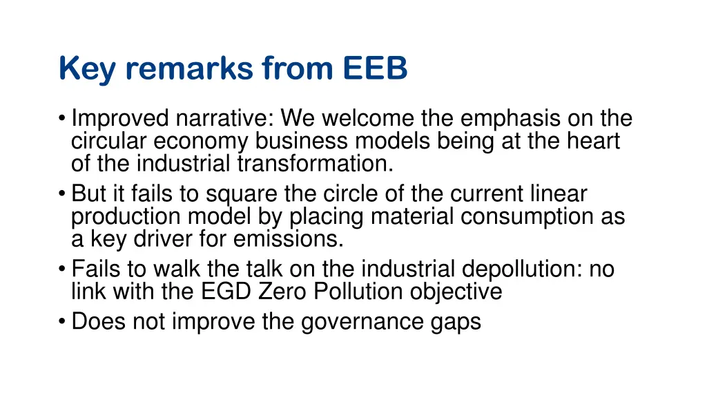 key remarks from eeb