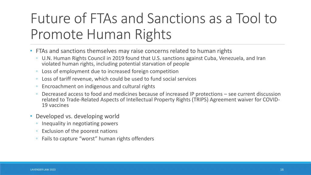 future of ftas and sanctions as a tool to promote