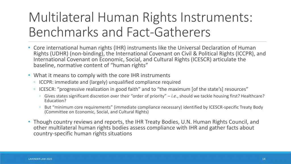 multilateral human rights instruments benchmarks