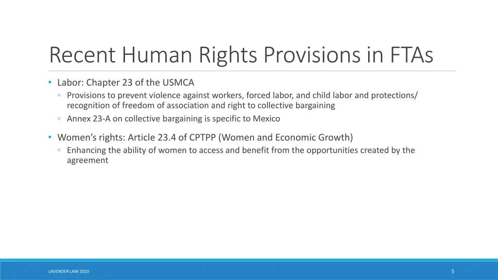 recent human rights provisions in ftas