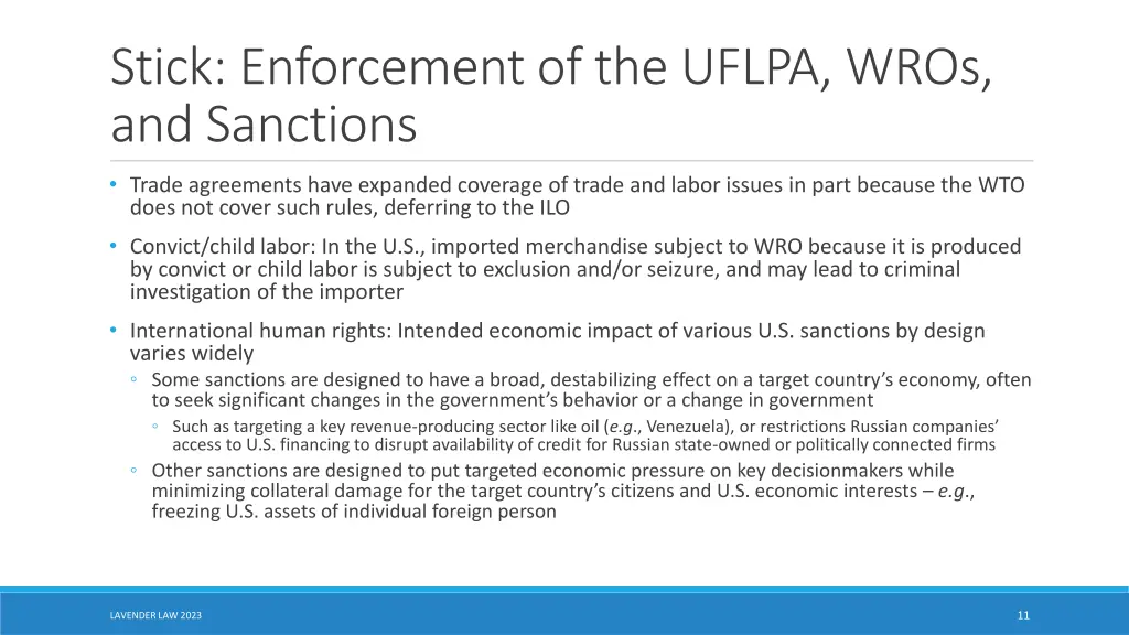 stick enforcement of the uflpa wros and sanctions