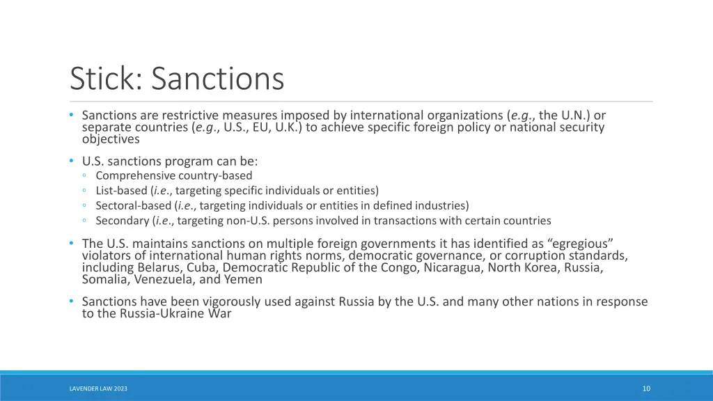 stick sanctions