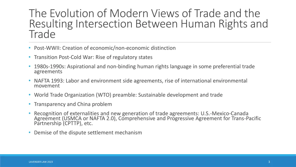 the evolution of modern views of trade