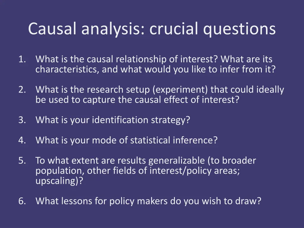 causal analysis crucial questions