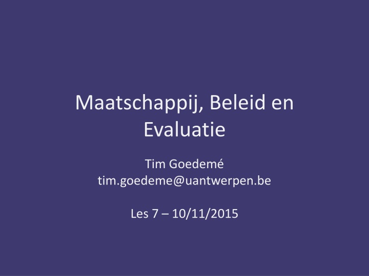 maatschappij beleid en evaluatie