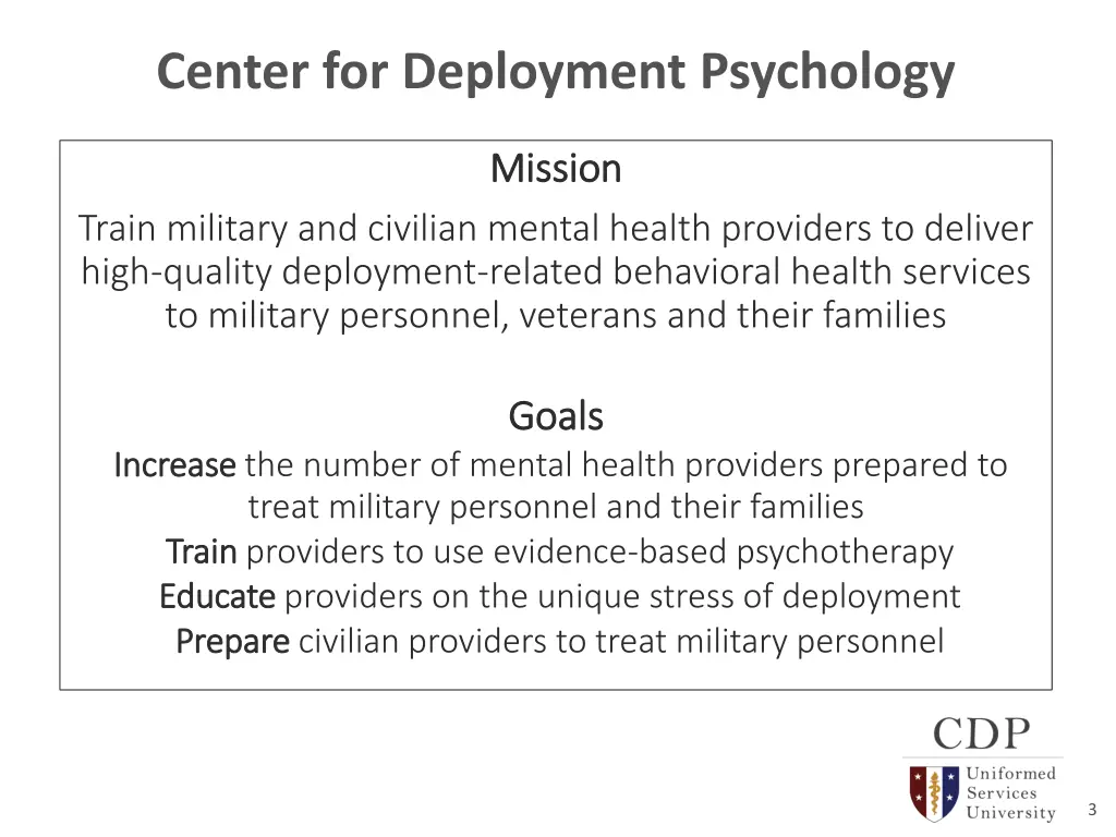 center for deployment psychology