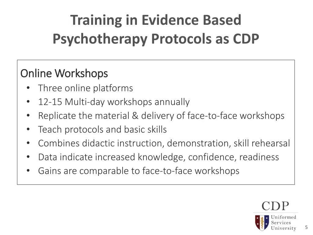 training in evidence based psychotherapy 1