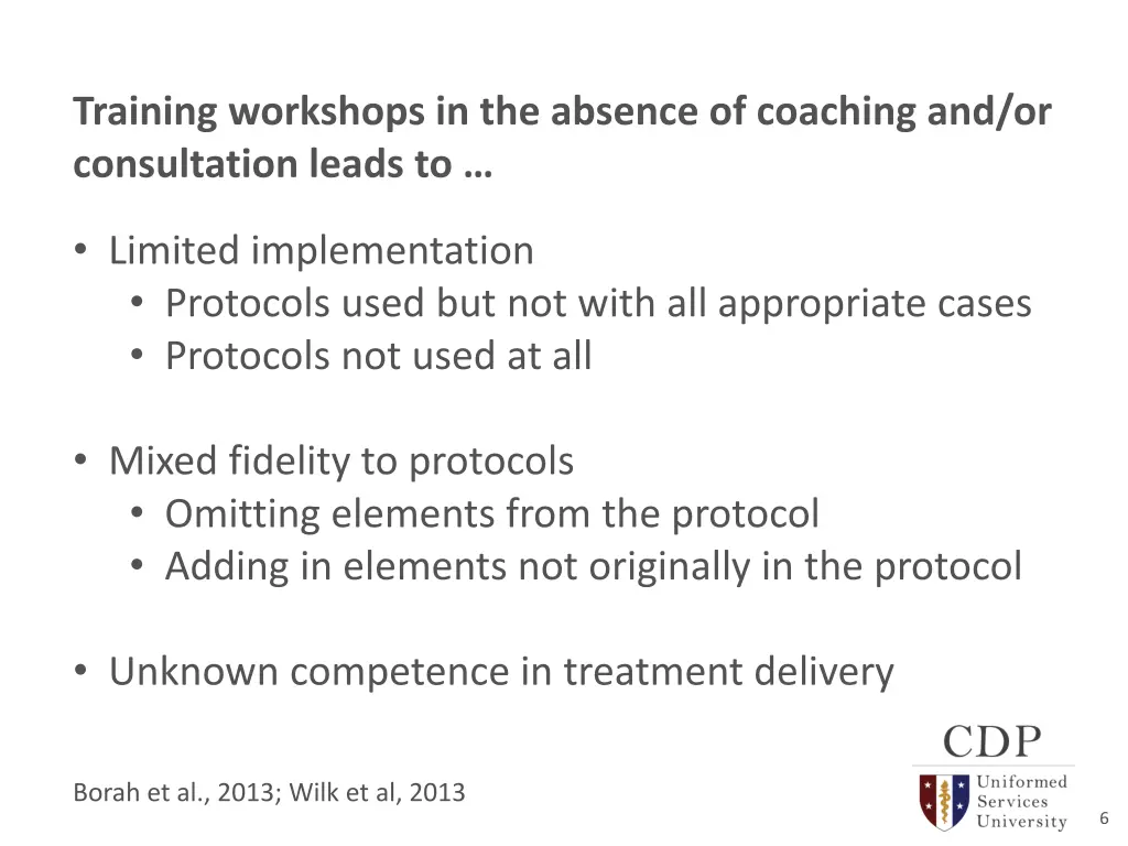 training workshops in the absence of coaching