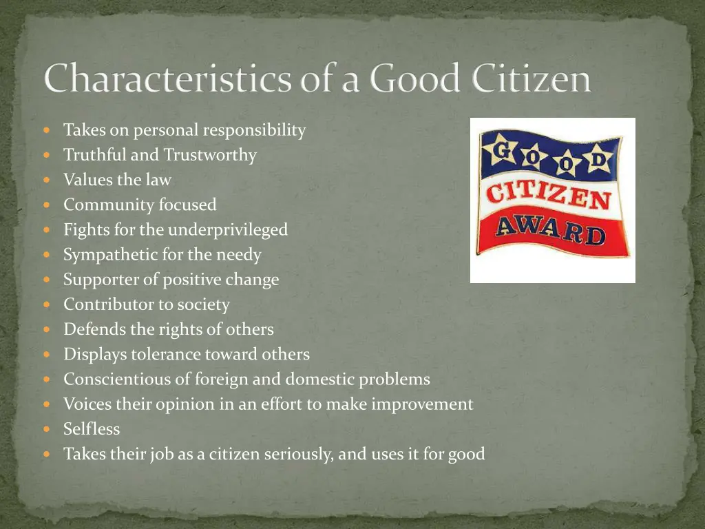 characteristics of a good citizen